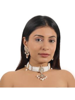 RIANA JEWELLERY - Purple White Jadtar Choker Set