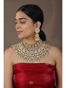 RIANA JEWELLERY - White Double Layered Necklace Set