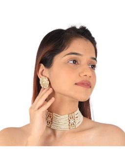 RIANA JEWELLERY - Glamorous White Pearl Choker Set