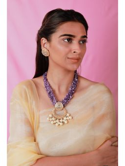 RIANA JEWELLERY - Designer Handcrafted Amethyst Beads And Jadau Necklace Set
