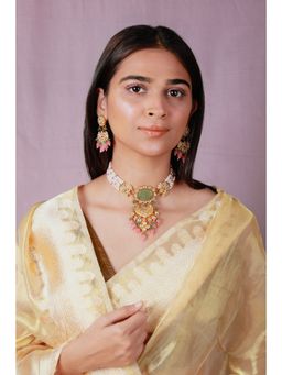 RIANA JEWELLERY - Hand Crafted Emerald Green Elegant Choker Necklace Set