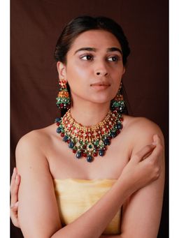 RIANA JEWELLERY - Wedding Cum Cocktail Wear Multicolour Beads Necklace Set