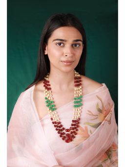 RIANA JEWELLERY - Multicolour Semiprecious Jade Stone Beads Necklace For Women