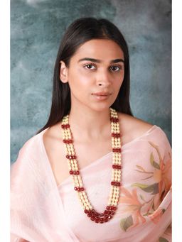 RIANA JEWELLERY - Ruby Maala Necklace With Pearls