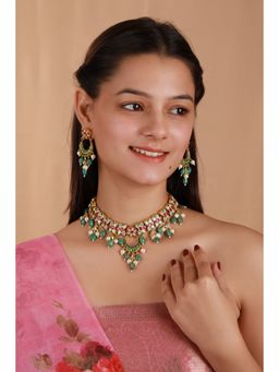 RIANA JEWELLERY - Elegant Yet Simple Pink And Green Choker Set