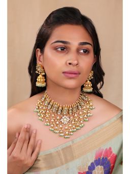 RIANA JEWELLERY - Heavy Jadtar Kundan Set With Pearl And Jhumki's
