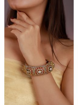 RIANA JEWELLERY - Designer Multicolour Jadau Pink Bangle For Women
