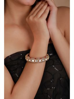 RIANA JEWELLERY - Pink White Gold Plated Monazite Stone Bangle