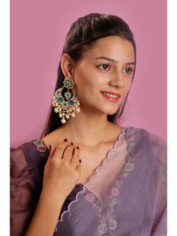 RIANA JEWELLERY - Floral Stone Danglers Earrings