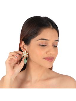 RIANA JEWELLERY - Sea Green Gold Plated Drop Earrings