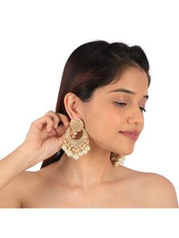 RIANA JEWELLERY - Indian Handcrafted Jadtar Earrings With White Pearl