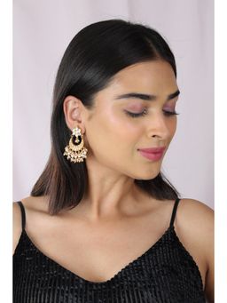 RIANA JEWELLERY - Chand Bali Jadau White Earrings/Party Wear Jewellery