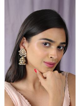 RIANA JEWELLERY - White Jadtar Jhumka/Bridesmaid Jadau Jhumka/Wedding Earrings