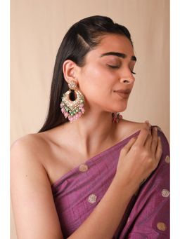RIANA JEWELLERY - Sophisticated Chand Bali Earrings In Pastel Pink And Geen To Match All Outfits