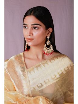 RIANA JEWELLERY - Traditional Red Drops Kundan Chand Bali Dangler Earrings For Women