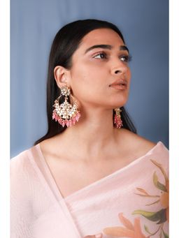 RIANA JEWELLERY - Ruby Chand Bali Earrings Handcrafted With Kundan Polki Stones