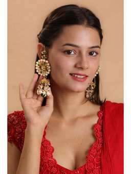 RIANA JEWELLERY - Gold Plated Green And White Jhumka