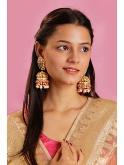 RIANA JEWELLERY - Red And Green Traditional Wear Jhumka For Women