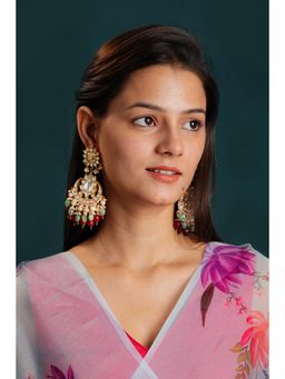 RIANA JEWELLERY - Red Chandbaali With Jadau Stone
