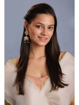 RIANA JEWELLERY - Emerald Green Beaded Jhumka