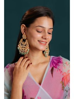 RIANA JEWELLERY - Indian Traditional Wear White Jadtar Stone Chandbaali