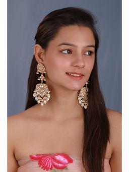 RIANA JEWELLERY - White Pearl Gold Plated Long Earrings