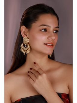 RIANA JEWELLERY - Gold Plated White Chandbaali Earrings