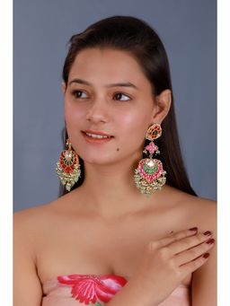 RIANA JEWELLERY - 22Kt Gold Plated Multicolour Long Earrings