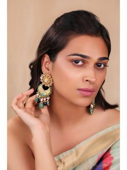 RIANA JEWELLERY - Floral Multicolour Silver And Gold Finish Earrings