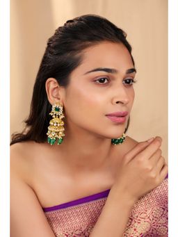 RIANA JEWELLERY - Emerald Green Traditional Jhumki Earrings