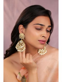 RIANA JEWELLERY - Statement Chand Bali Earrings With Pearl Drops