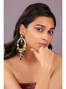 RIANA JEWELLERY - Desi Look Sabya Style Earrings With Multicolour Beads