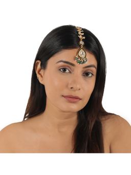 RIANA JEWELLERY - Pink Green Jadtar Maang Tikka