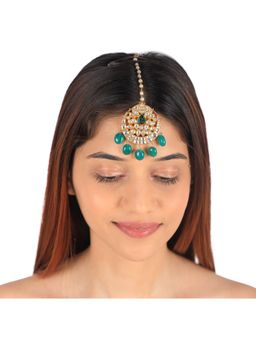 RIANA JEWELLERY - Green Beads White Maang Tikka