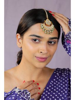 RIANA JEWELLERY - Bollywood Style Green White Maang Tikka/Wedding Jewellery