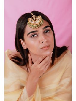 RIANA JEWELLERY - Green White Hangings Jadtar Maang Tikka