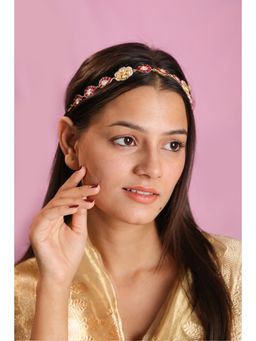 RIANA JEWELLERY - Pink And White Jadau Matha Patti