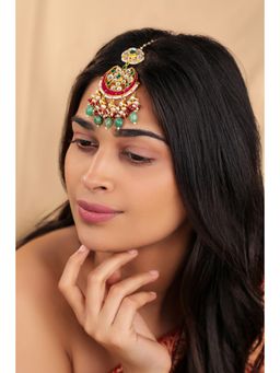 RIANA JEWELLERY - Jadau Multicolour Maang Tikka With Paste Beads