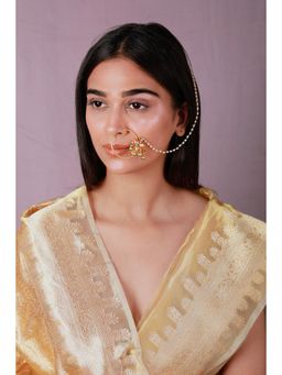 RIANA JEWELLERY - Green Hangings Pink White Nath