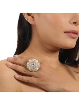 RIANA JEWELLERY - White Flower Jadtar Ring