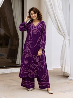 Autumnlane - Bakul Orchid Printed Kurta Pant (Set of 2)