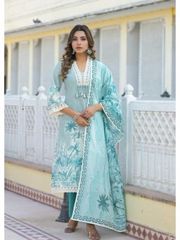 Autumnlane - Punita Hibis Pure Cotton Kurta and Pant with Dupatta (Set of 3)