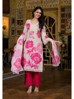 Autumnlane - Punita Rose Pure Cotton Kurta and Pant with Dupatta (Set of 3)