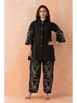 Autumnlane - Sabhya Onyx Embroidered Cotton Co-Ord (Set of 2)