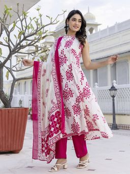 Autumnlane - Samiha Punch Cotton Anarkali and Pant with Dupatta (Set of 3)