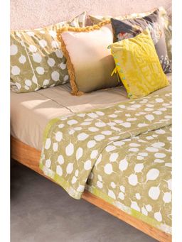 Freedom Tree - Senhur Leaf Printed Cotton Double Bed Cover