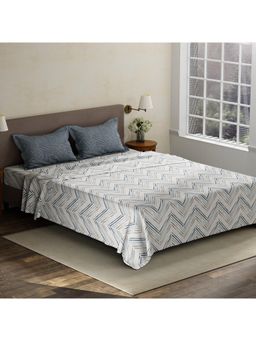Layers - Pristine Cotton 180 TC Grey Stripes King Bedsheet with 2 Pillow Covers