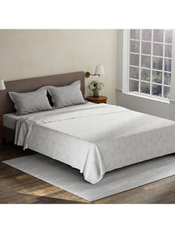 Layers - Pristine Cotton 180 TC Grey Floral King Bedsheet with 2 Pillow Covers