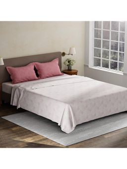 Layers - Pristine Cotton 180 TC Pink Floral King Bedsheet with 2 Pillow Covers