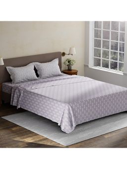 Layers - Pristine Cotton 180 TC Grey Floral King Bedsheet with 2 Pillow Covers